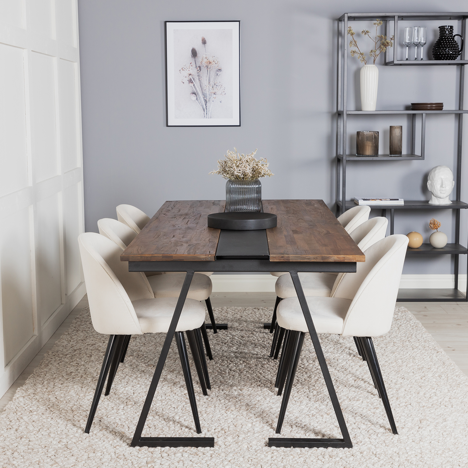 Spisegruppe Venture Home Jane med 6 Valentina Stoler Manchester