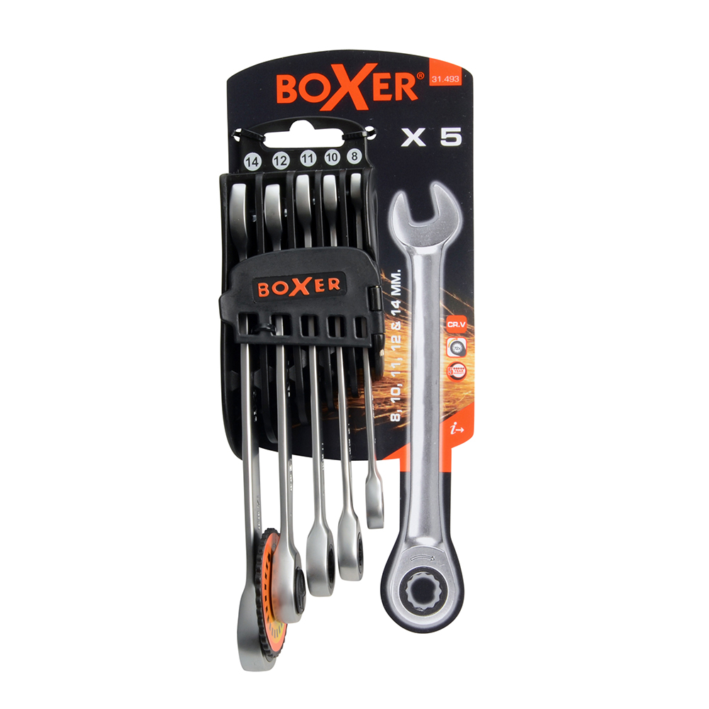 Skrallenøkkelsett Boxer 5 stk