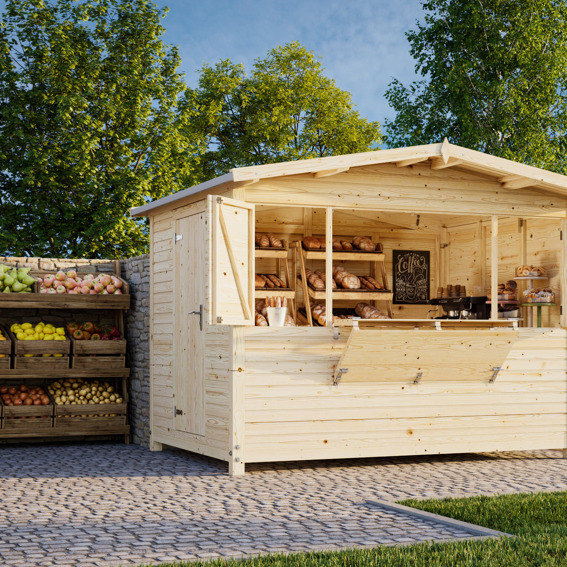 Marian 6,2 m2 - Folding kiosk NO Ubehandlet