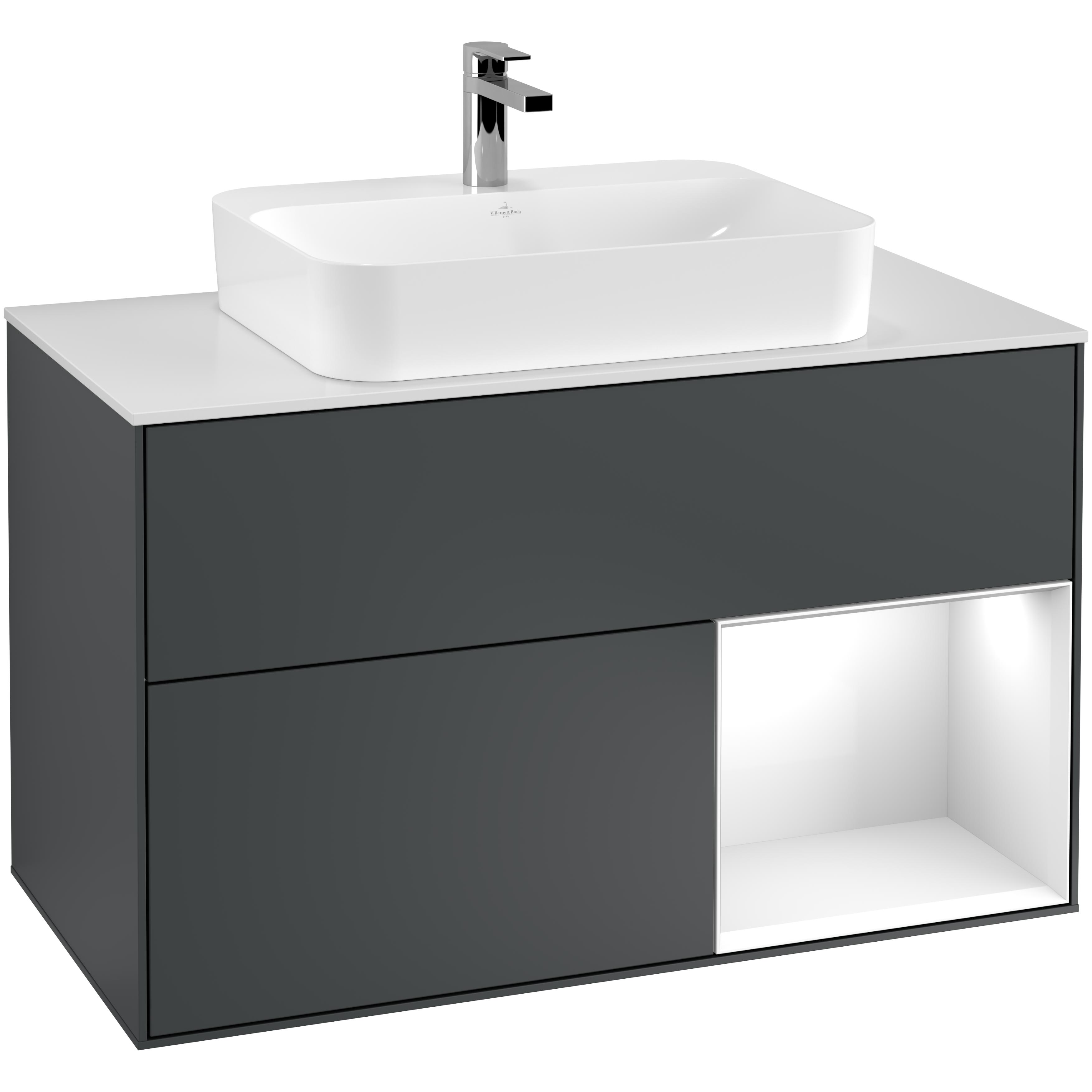 Tvättställsskåp Villeroy & Boch Finion med 2 Lådor Hylla och Bänkskiva för Ytmonterat Tvättställ | badrum - badrumsmobler - tvattstallsskap-och-kommod | KakelKungen