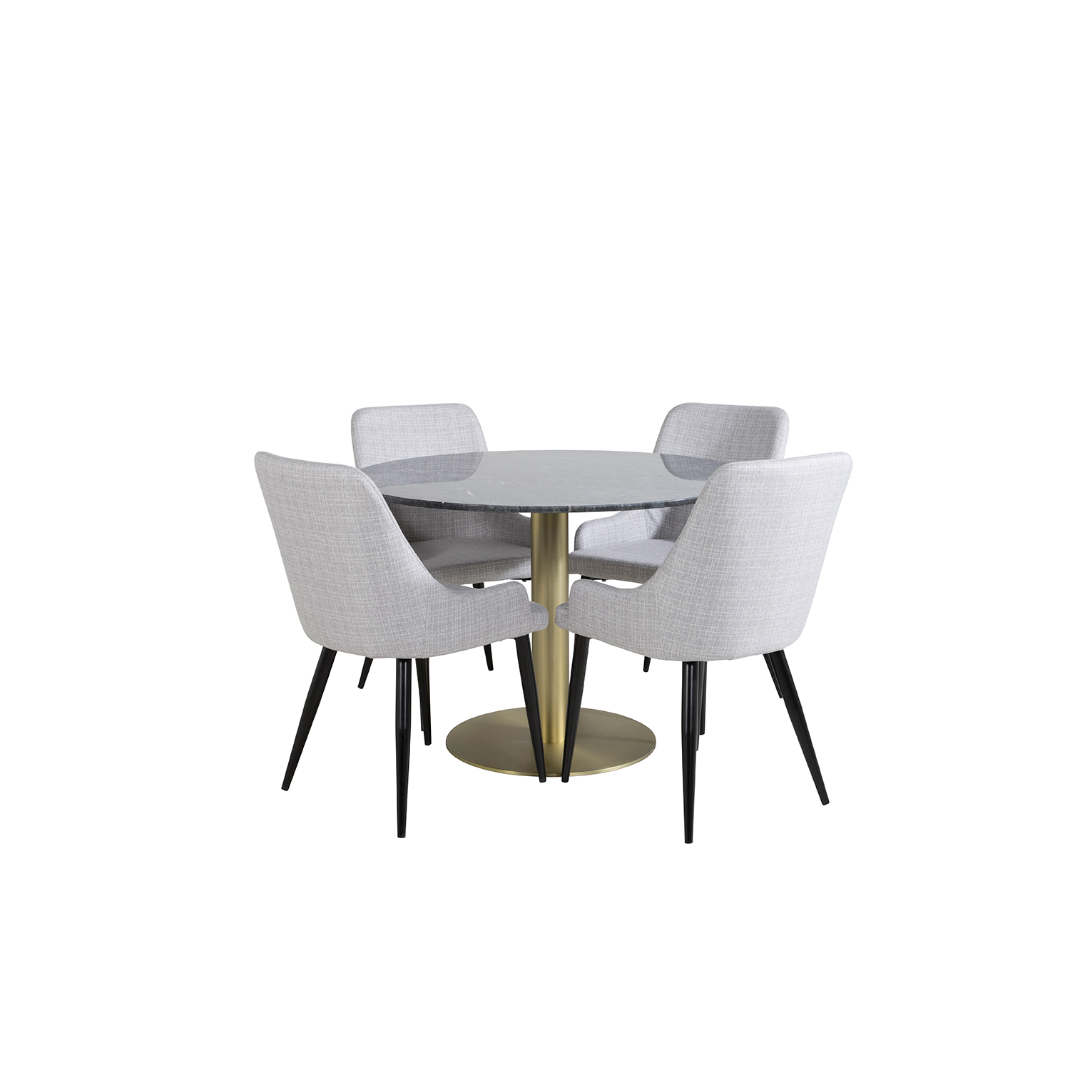 Estelle Round Dining Table ø106+ Plaza Dining chair Sort/Messing/Lysegrå