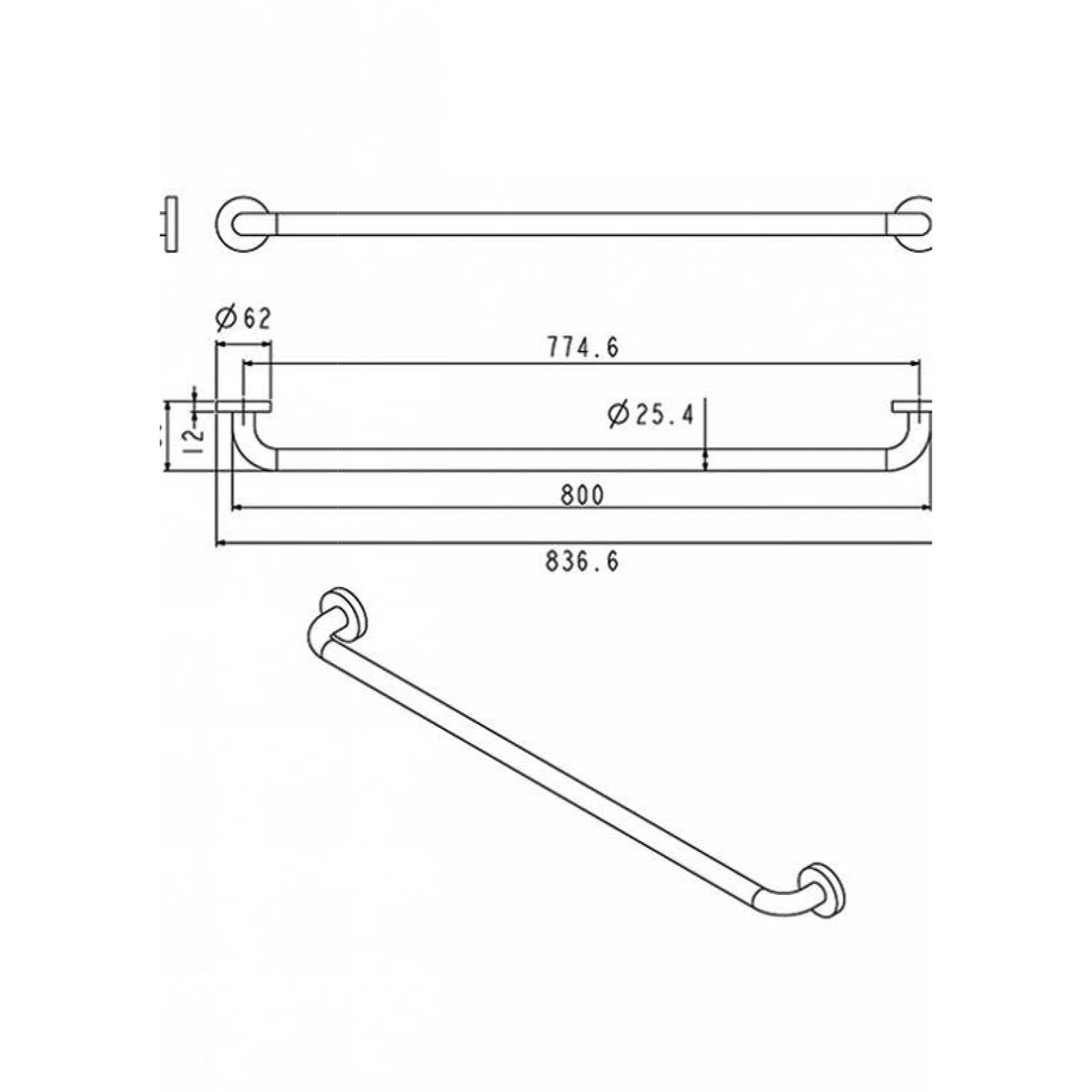 Støttehåndtak Strand Stainless Grabba Rett