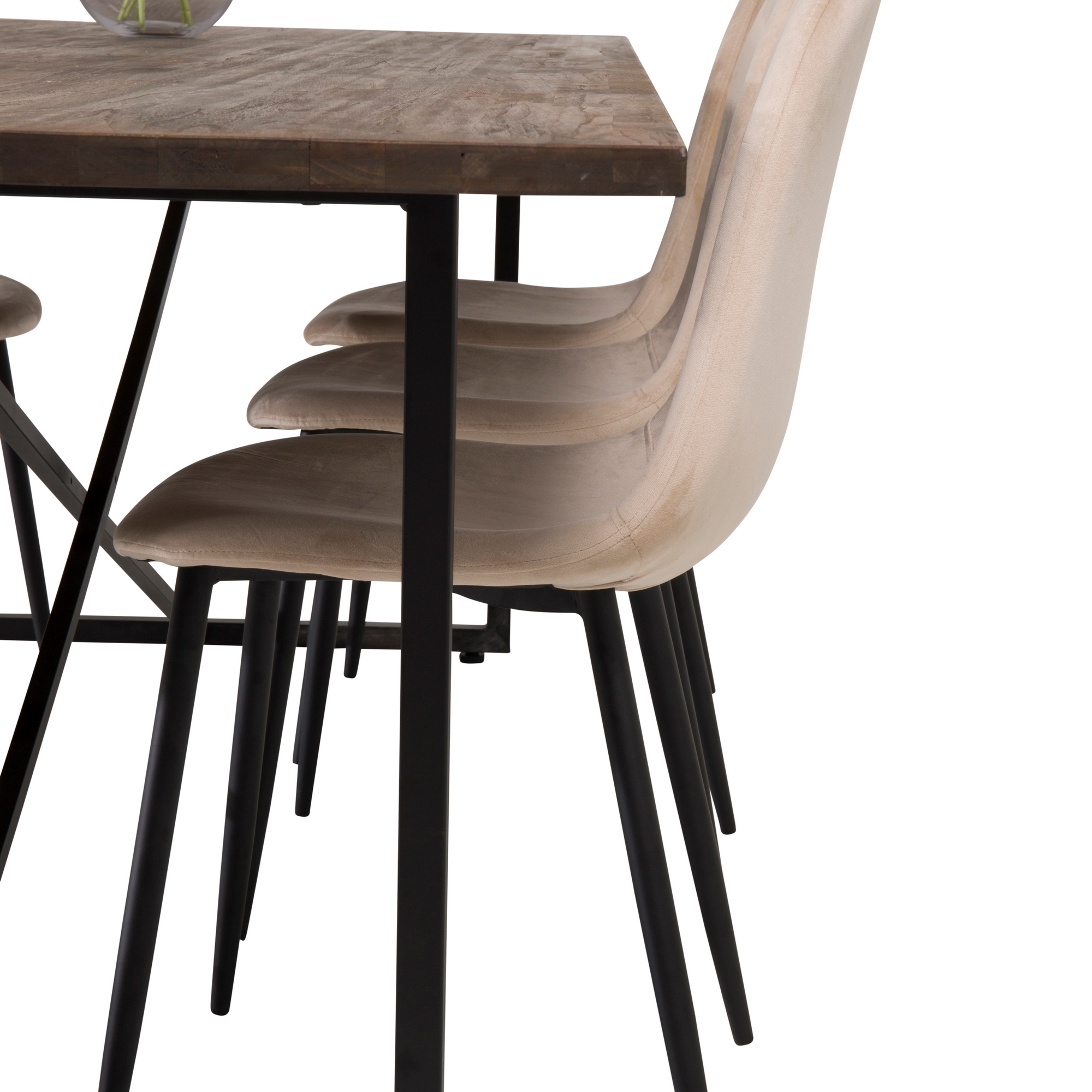 Spisegruppe Venture Home Peo med 6 Pobbie Stoler Fløyel