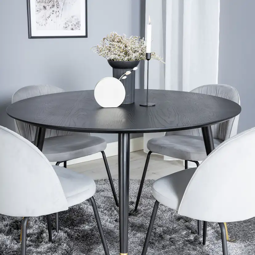 Spisegruppe Venture Home Dipp Ø115 cm med 4 Wrinkles Stoler
