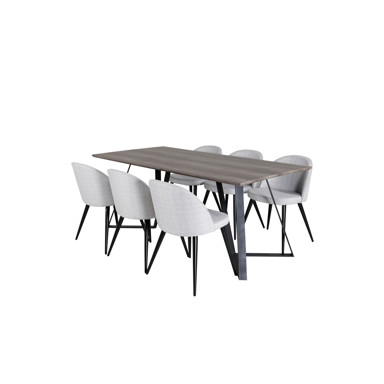 Spisegruppe Venture Home Madde med 6 Valentina Stoler Polyester