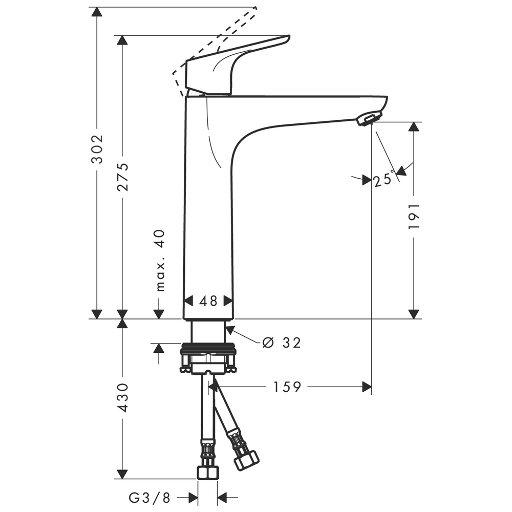 Servantbatteri Hansgrohe Focus 190 Høy