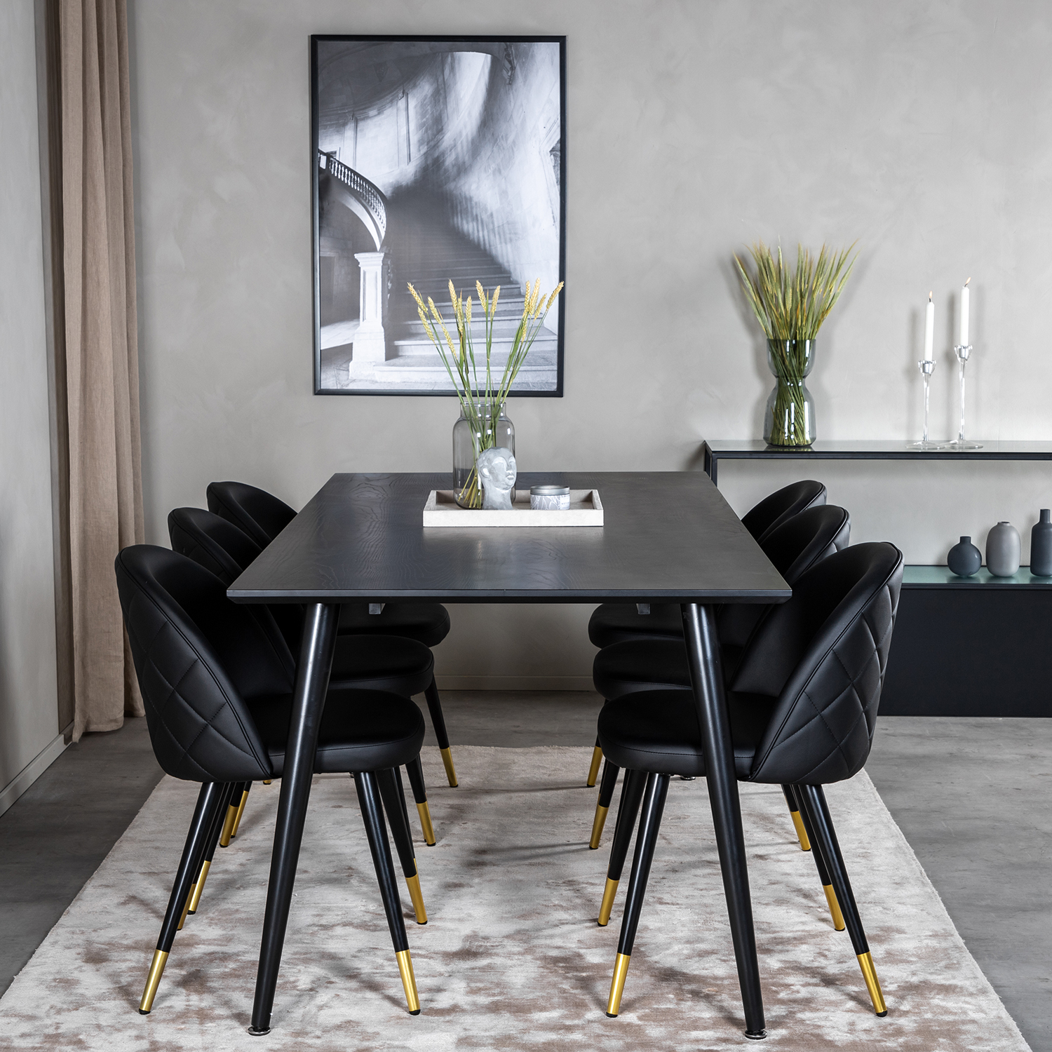 Spisegruppe Venture Home Dipp med 6 Velvet Stoler