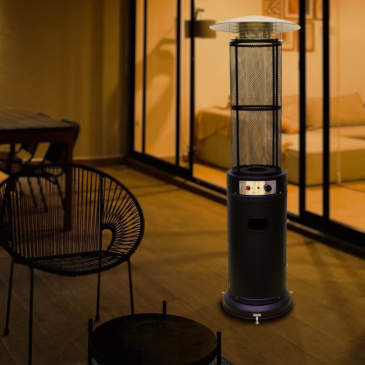 Terrassevarmer Fornorth Rund Rør 11kW Gassdrevet