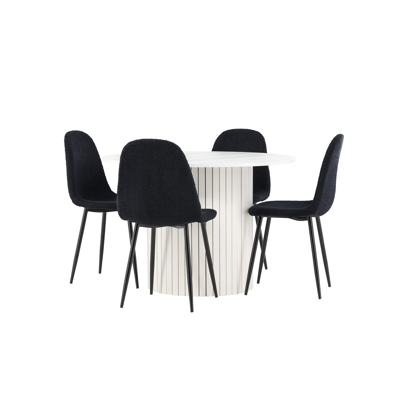 Spisegruppe Venture Home Härön Ø110 med 4 stk Polar Stoler Teddy