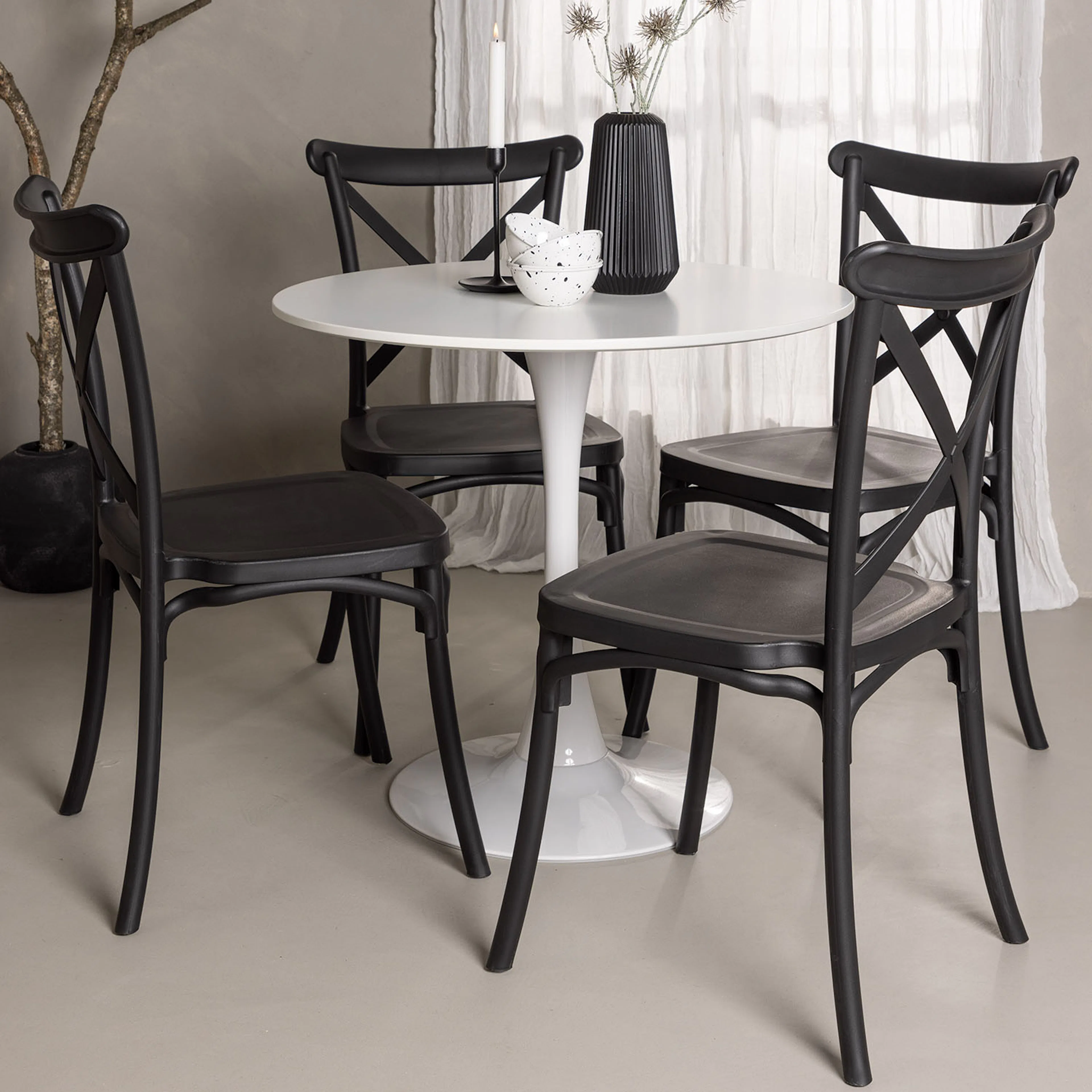 Spisegruppe Venture Home Hamden Ø80 cm med 4 Crosett Stoler