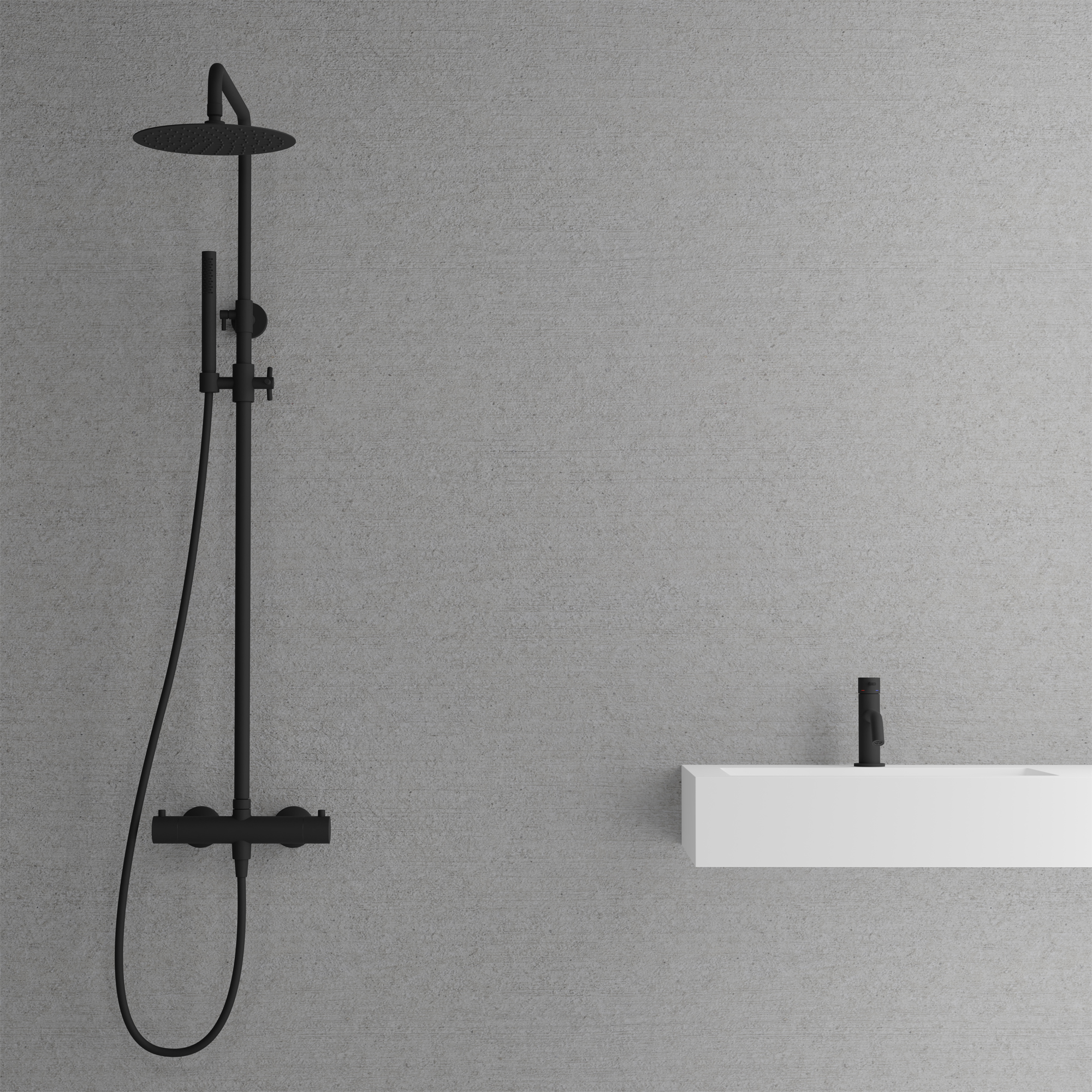 Blandarpaket Scandtap Takduschset Steel Pleasure 2 med Tvättställsblandare Voyage Coal