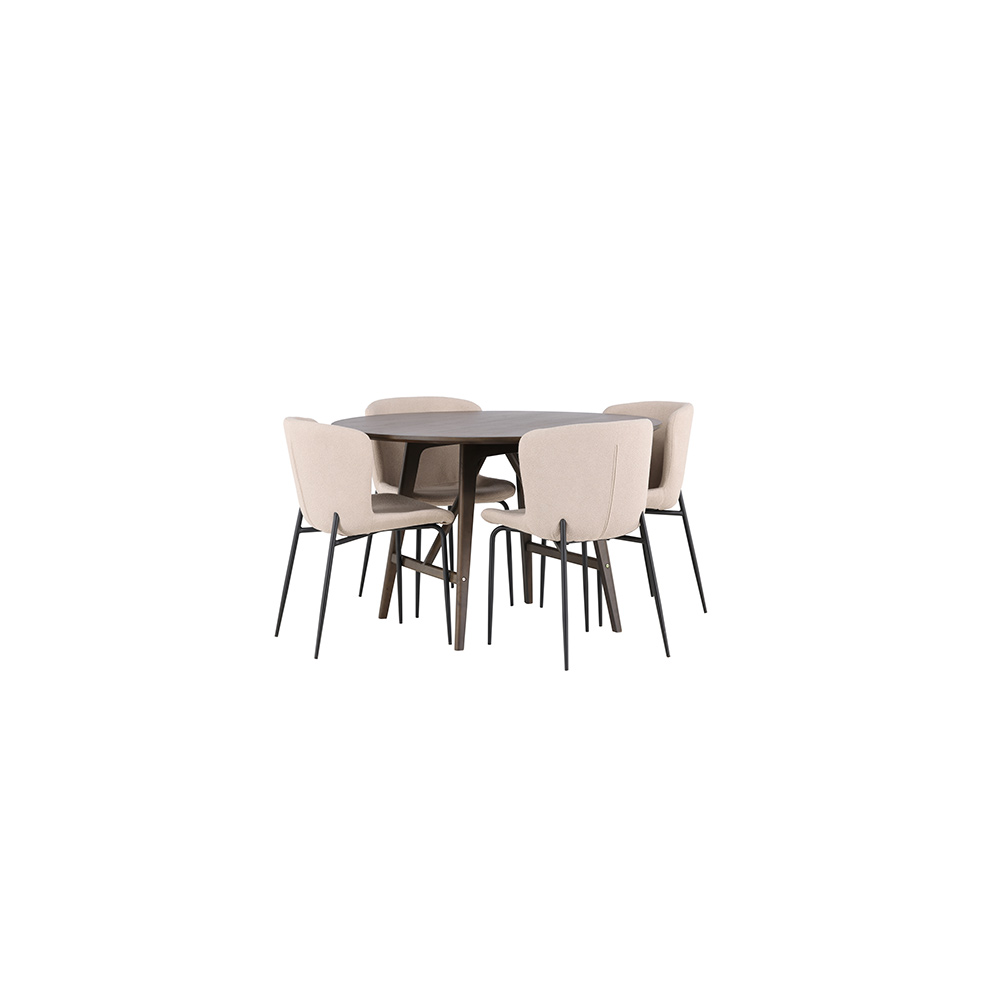 Spisegruppe Venture Home Kaseidon Ø100 cm med 4 stk Modesto Stoler