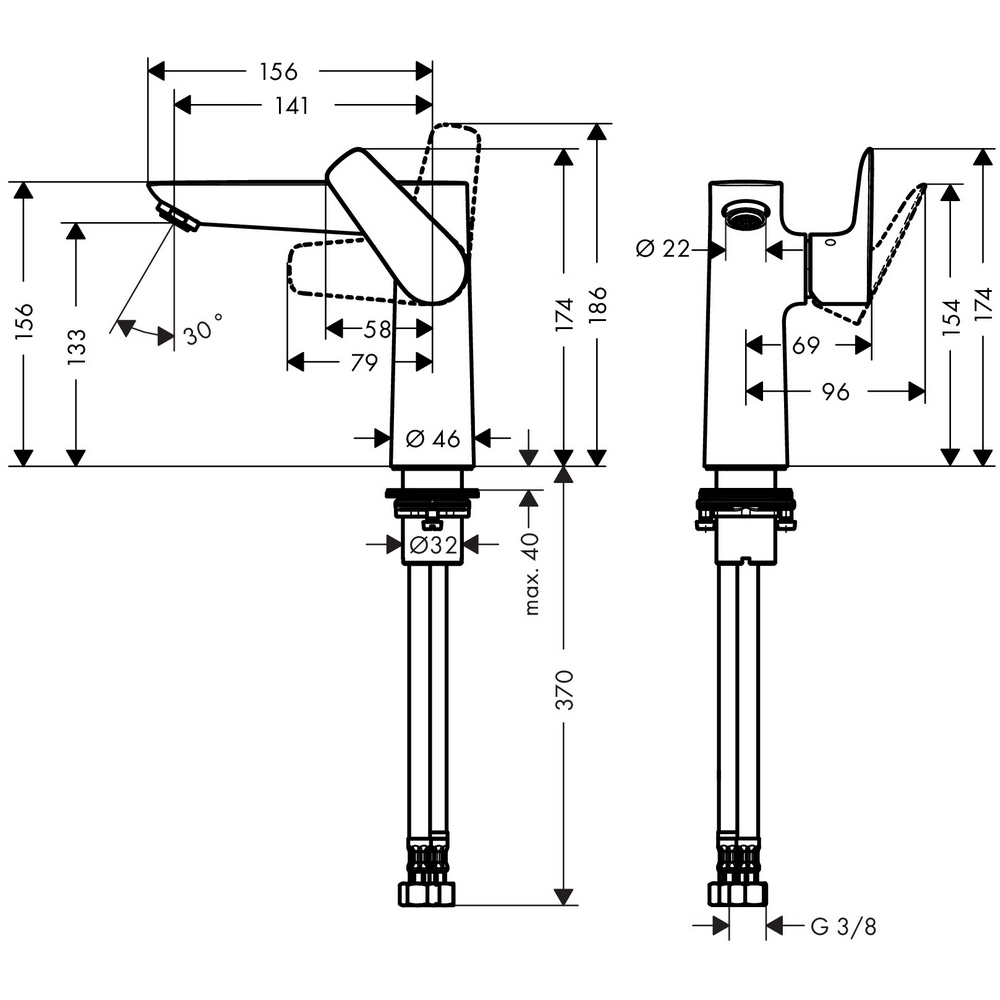 Servantbatteri Hansgrohe Talis E 150