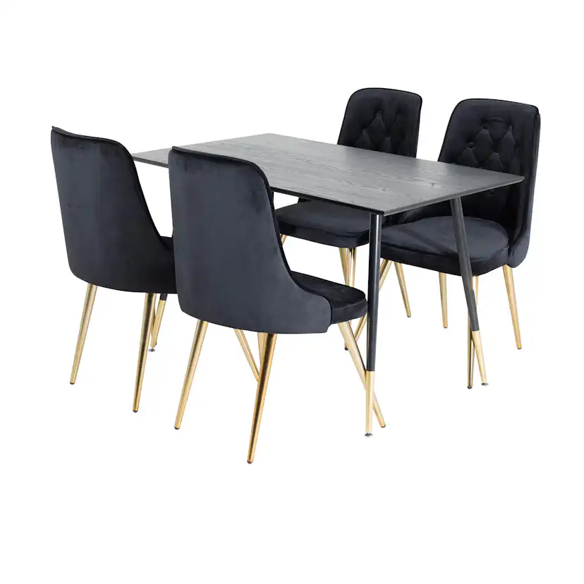 Spisegruppe Venture Home Dipp med 4 Velvet Deluxe Stoler