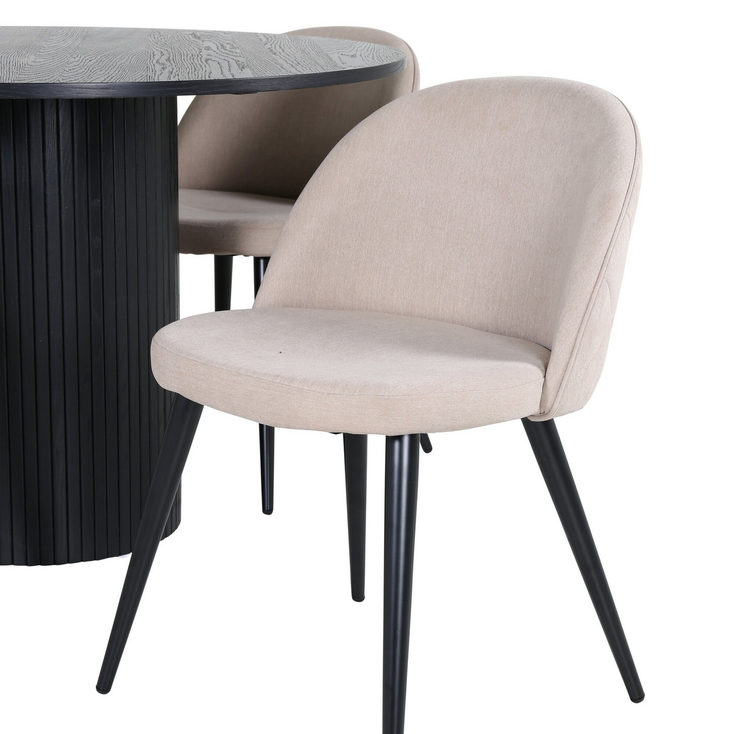 Spisegruppe Venture Home med Rundt Bianca Spisebord og 4 Valentina Stitcthes Spisestoler