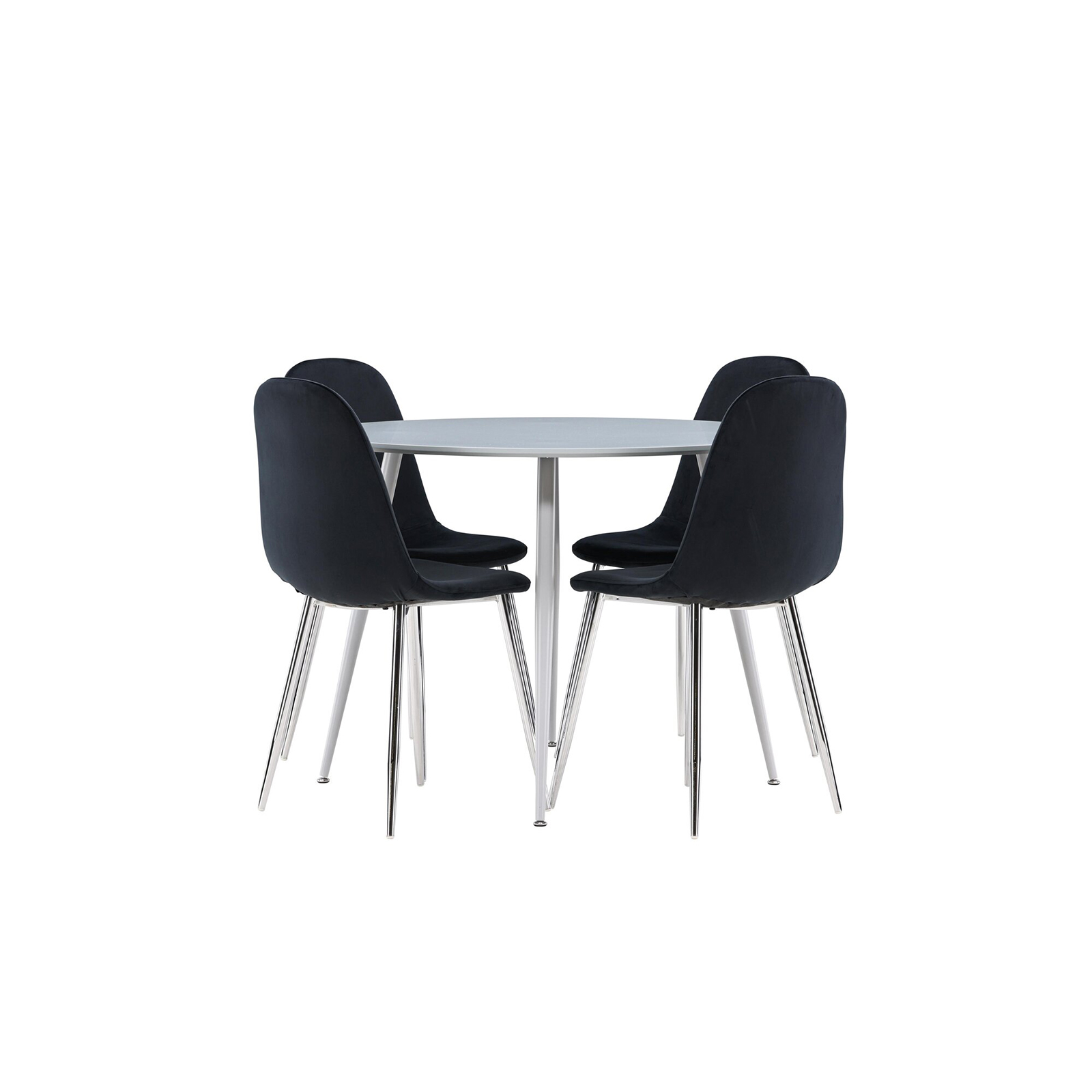 Spisegruppe Venture Home Plaza Ø100 med 4 stk Polar Stoler Fløyel