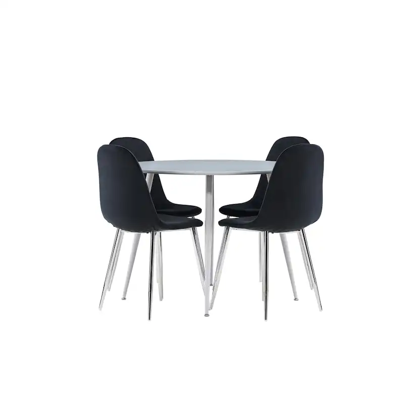 Spisegruppe Venture Home Plaza Ø100 med 4 stk Polar Stoler Fløyel
