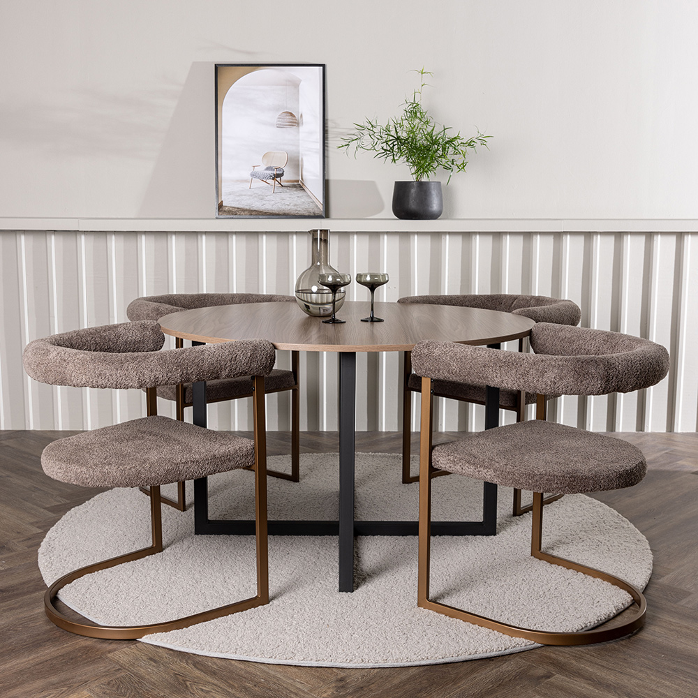 Spisegruppe Venture Home Durango Ø120 cm med 4 stk Morning Stoler