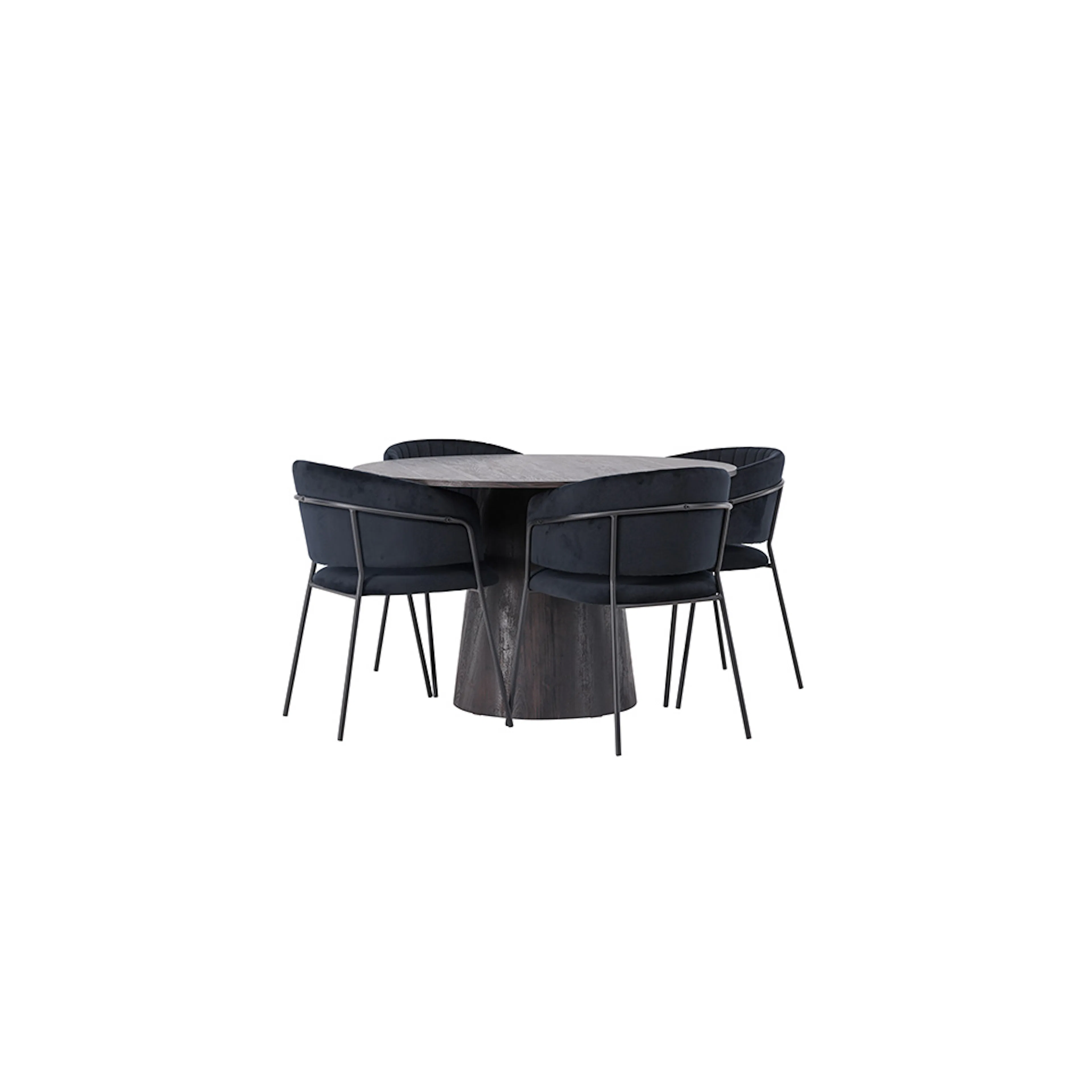 Spisegruppe Venture Home Lanzo Ø120 cm med 4 stk Selma Stoler