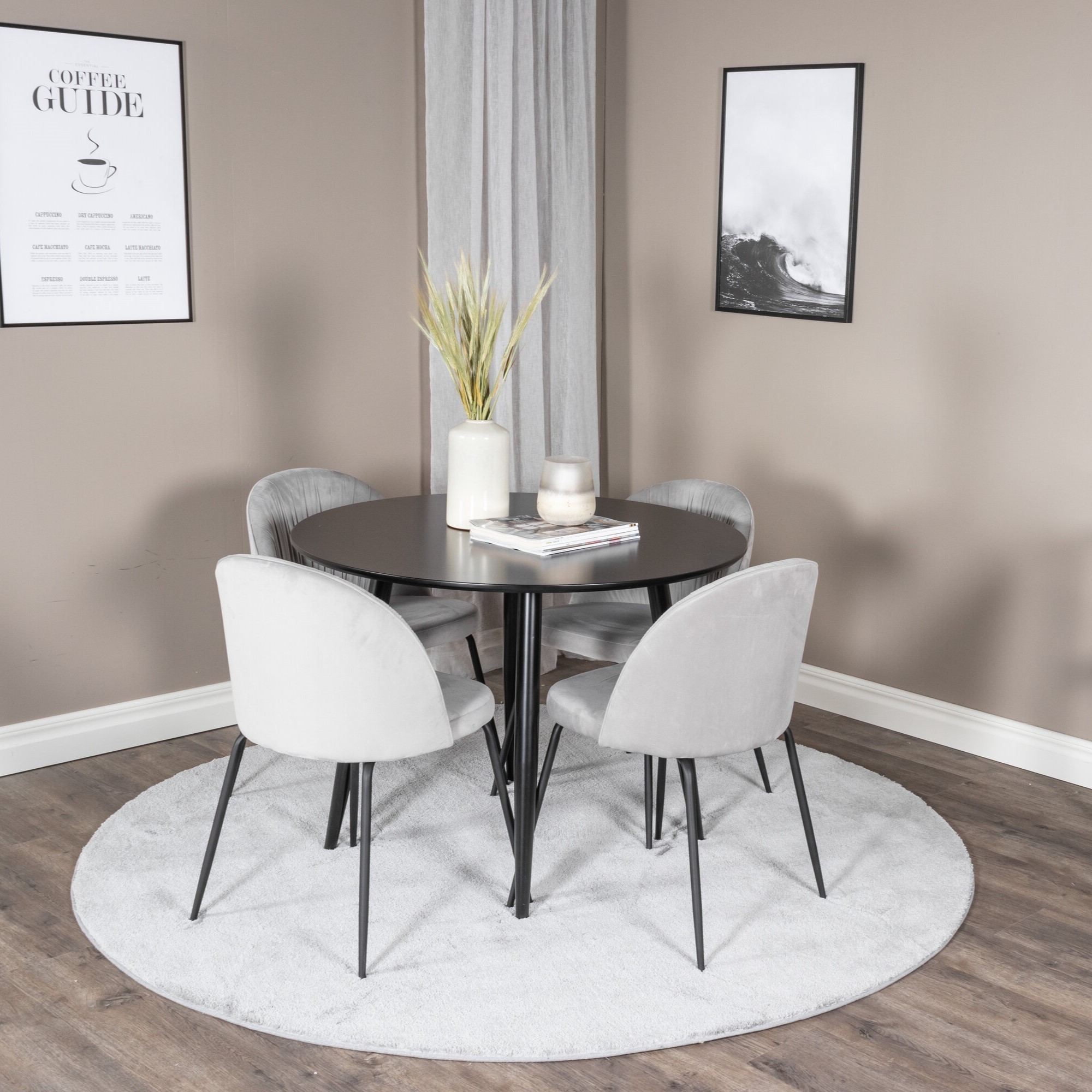 Spisegruppe Venture Home Plaza med 4stk Wrinkles Stoler