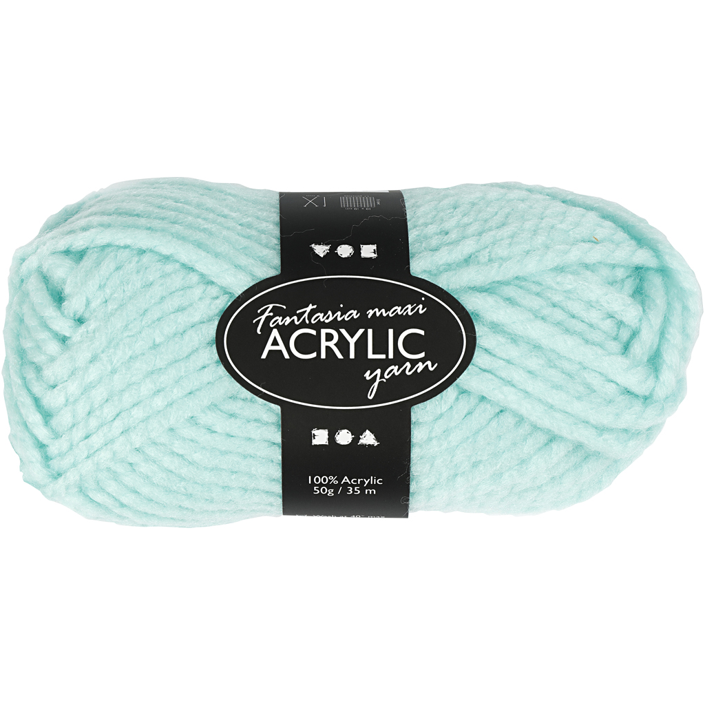 Fantasia Akrylgarn, mintgrön, L: 35 m, stl. maxi , 50 g/ 1 n Mintgrønn