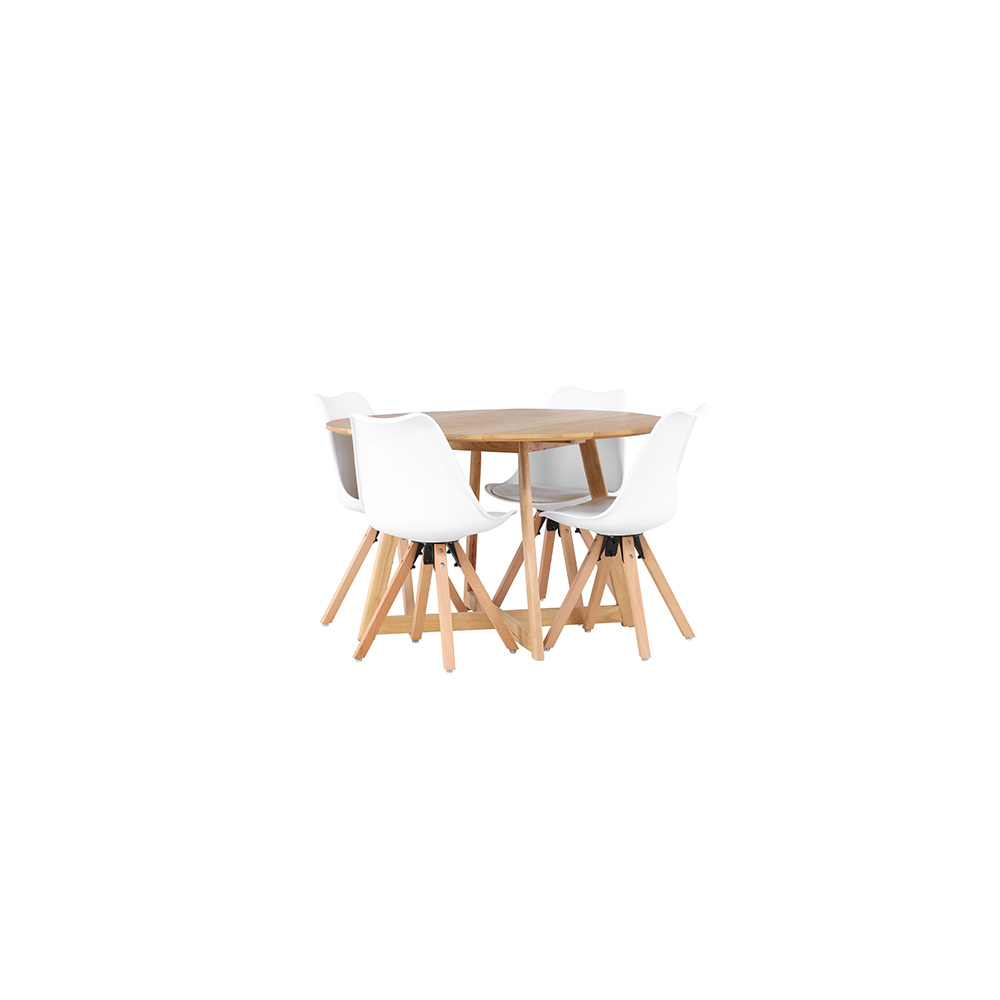 Spisegruppe Venture Home Yakidon Ø120 cm med 4 stk Zeno Stoler