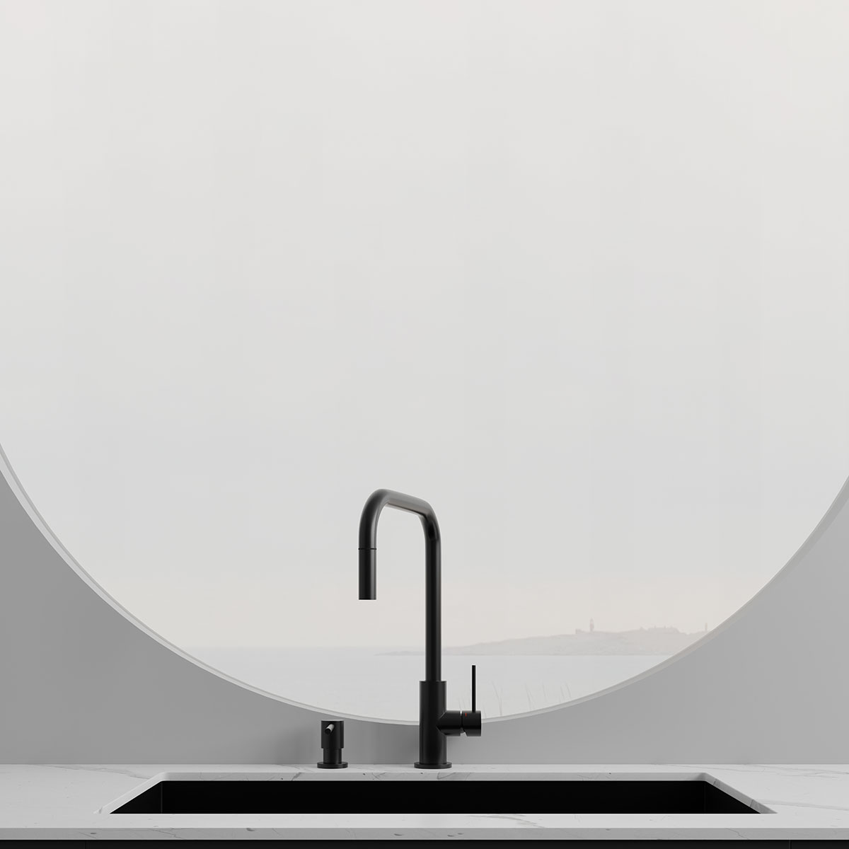 Kjøkkenbatteri Scandtap Steel Accent Square med Uttrekkbar Tut
