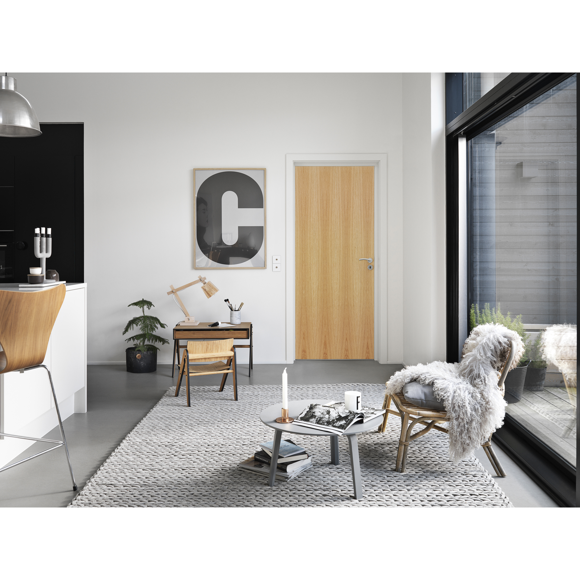 DØRBL STABLE NATURE 9X20 EIK med Karmsett BxH: 90x200 (dørbladmål: 82,5x194), Eik
