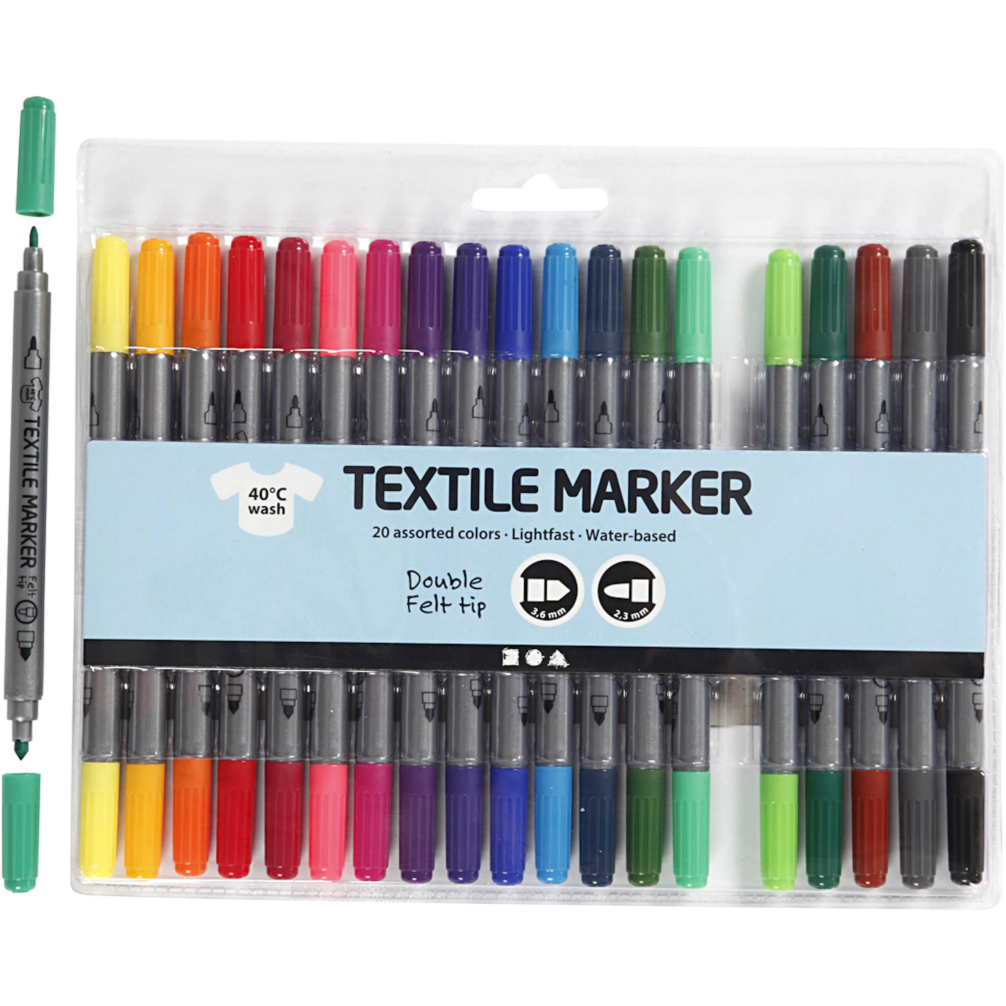 Tekstiltusj Creativ Company Strek 2,3+3,6 mm 1 Pk