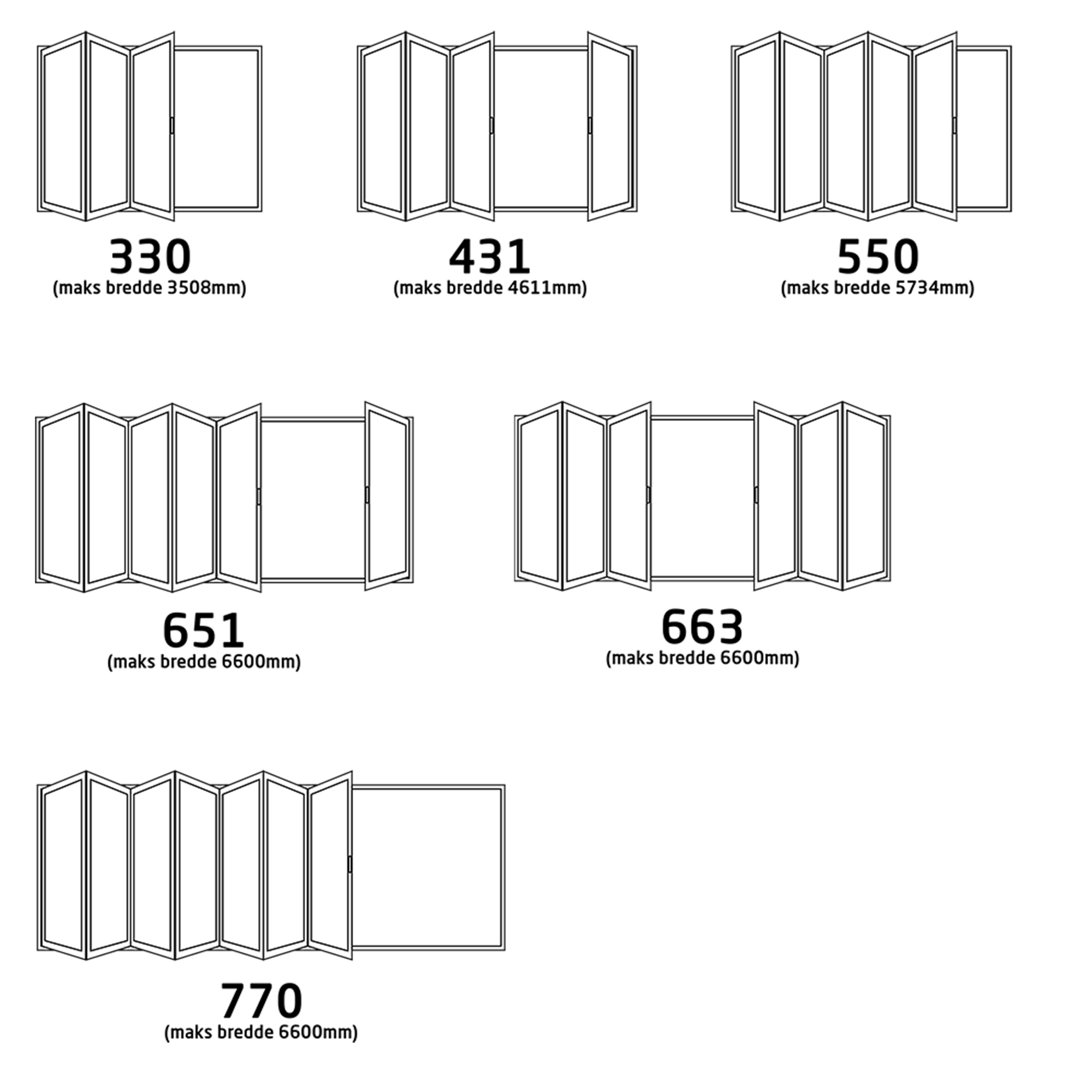 Foldedør NorDan HelAlu 6-dørs Hvit