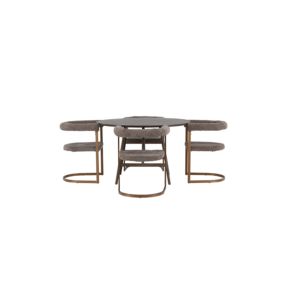 Spisegruppe Venture Home Kaseidon Ø100 cm med 4 stk Morning Stoler