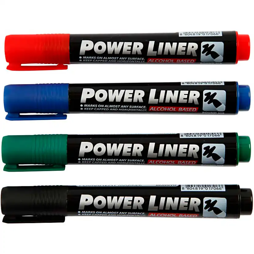 Power Liner Creativ Company Ass Farger 4 stk/1 Pk