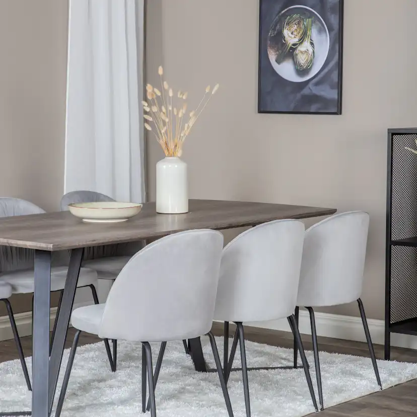 Spisegruppe Venture Home Madde med 6 Wrigley Stoler Fløyel