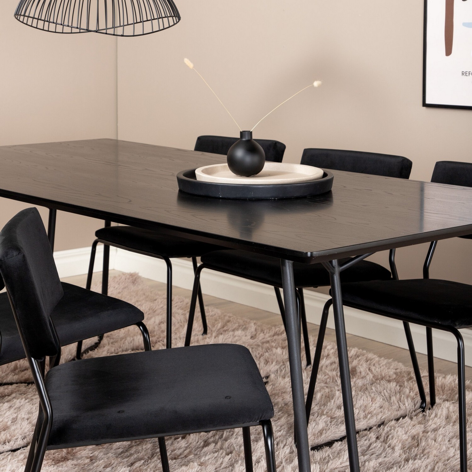 Spisegruppe Venture Home Annika med 6 Kungshamn Stoler Fløyel