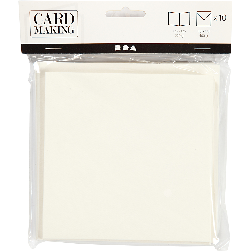 Brevkort Creativ Company Kortstr 12,5x12,5 cm Konvstr 13,5x13,5 cm 10 sett/1 Pk