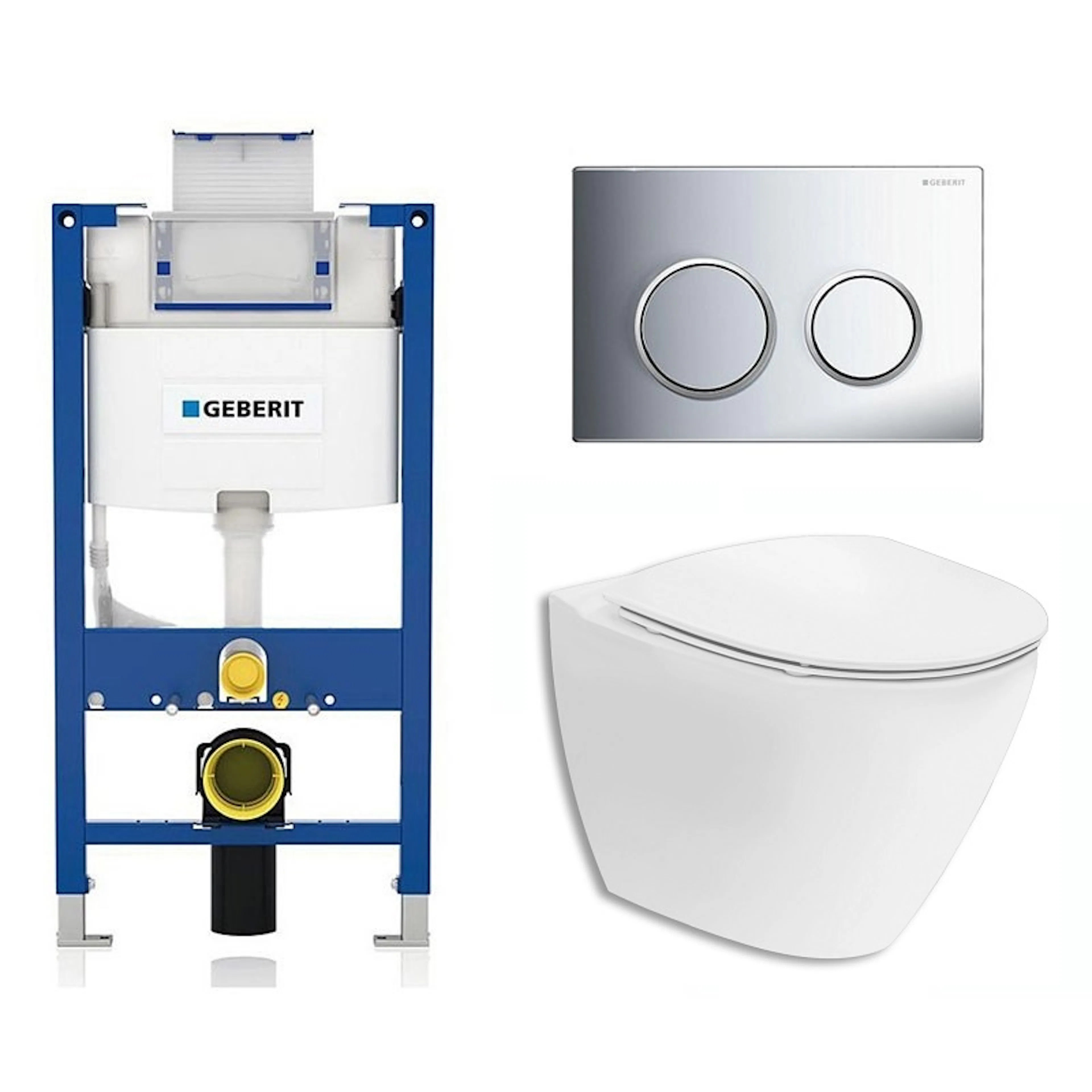 Vägghängd Toalettstol Ifö Spira Art 6245 Rimfree med Geberit DuoFix Omega 82 cm Komplett