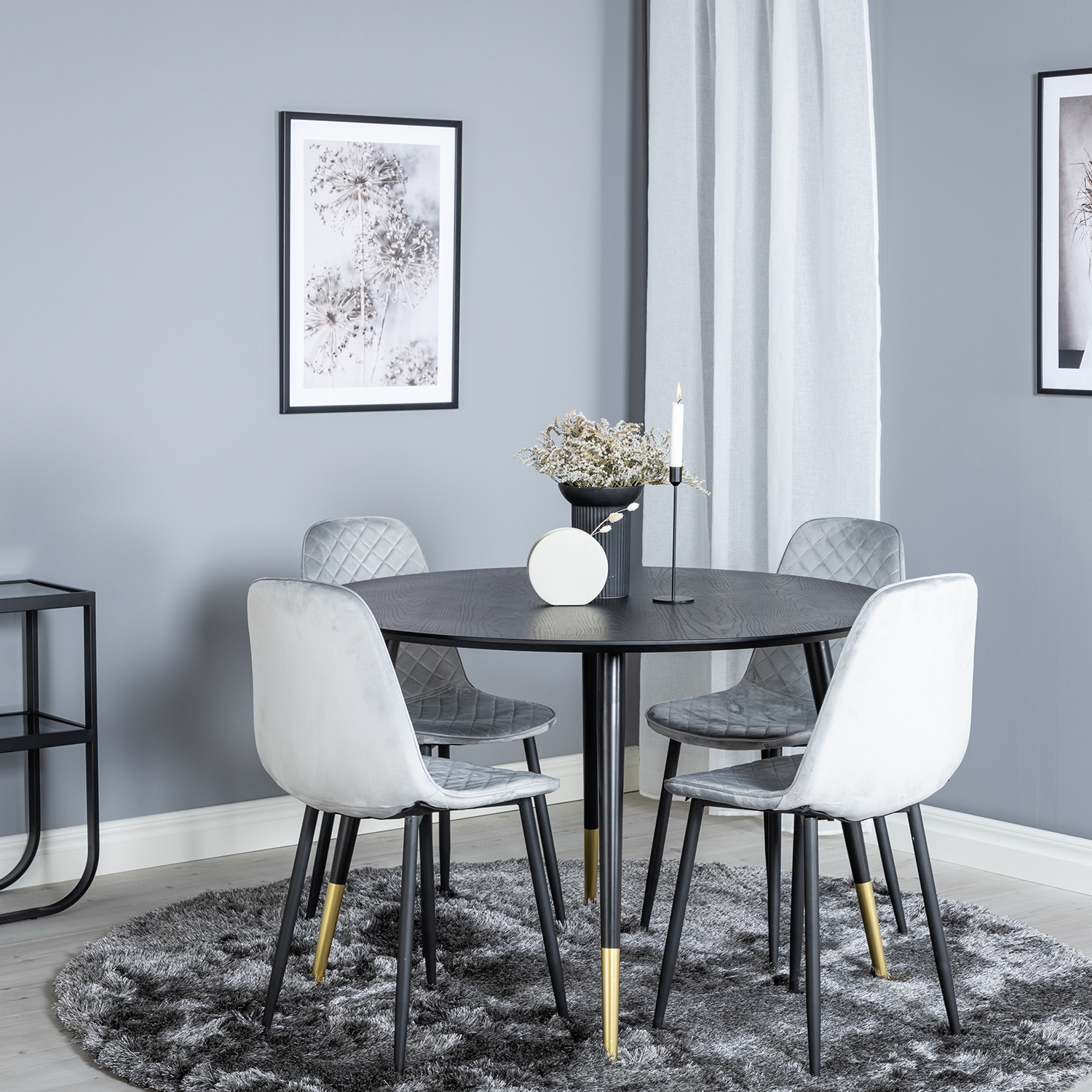 Spisegruppe Venture Home Dipp Ø115 cm med 4 Polar Stoler