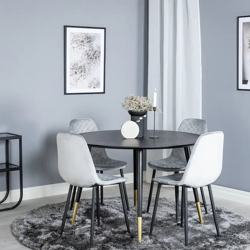Spisegruppe Venture Home Dipp Ø115 cm med 4 Polar Stoler