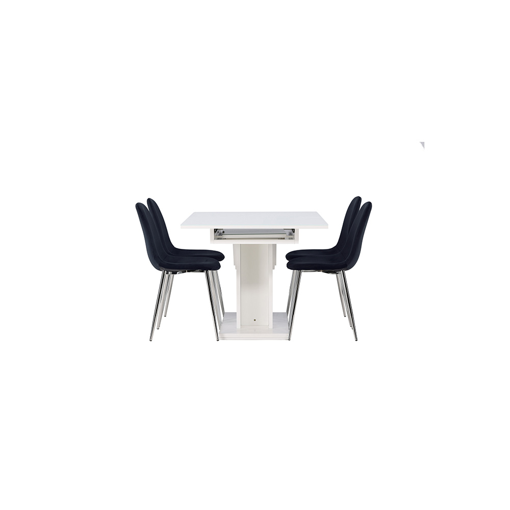 Spisegruppe Venture Home Pluto med 4 Polar Fløyel Stoler