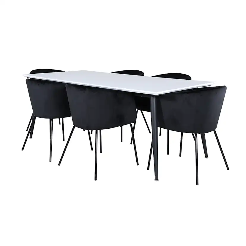 Spisegruppe Venture Home Jolie med 6 Bergen Stoler Fløyel