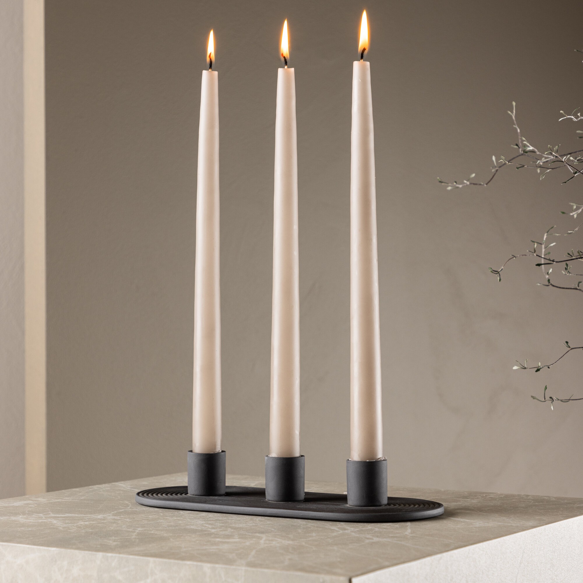 Dian Candlestick - Black - W24*H4cm Sort