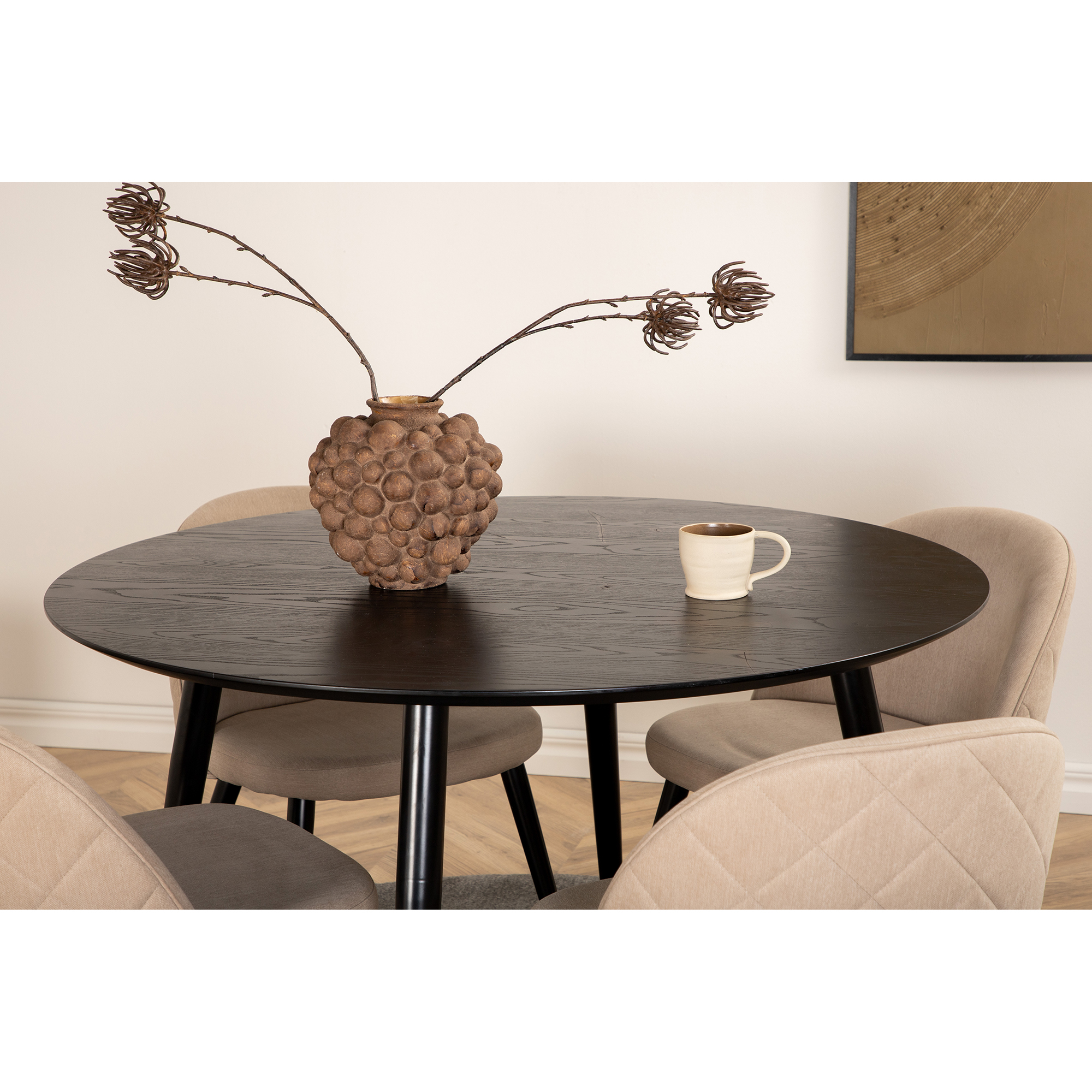 Spisegruppe Venture Home Dipp Ø115 cm med 4 Velvet  Stitches Stoler