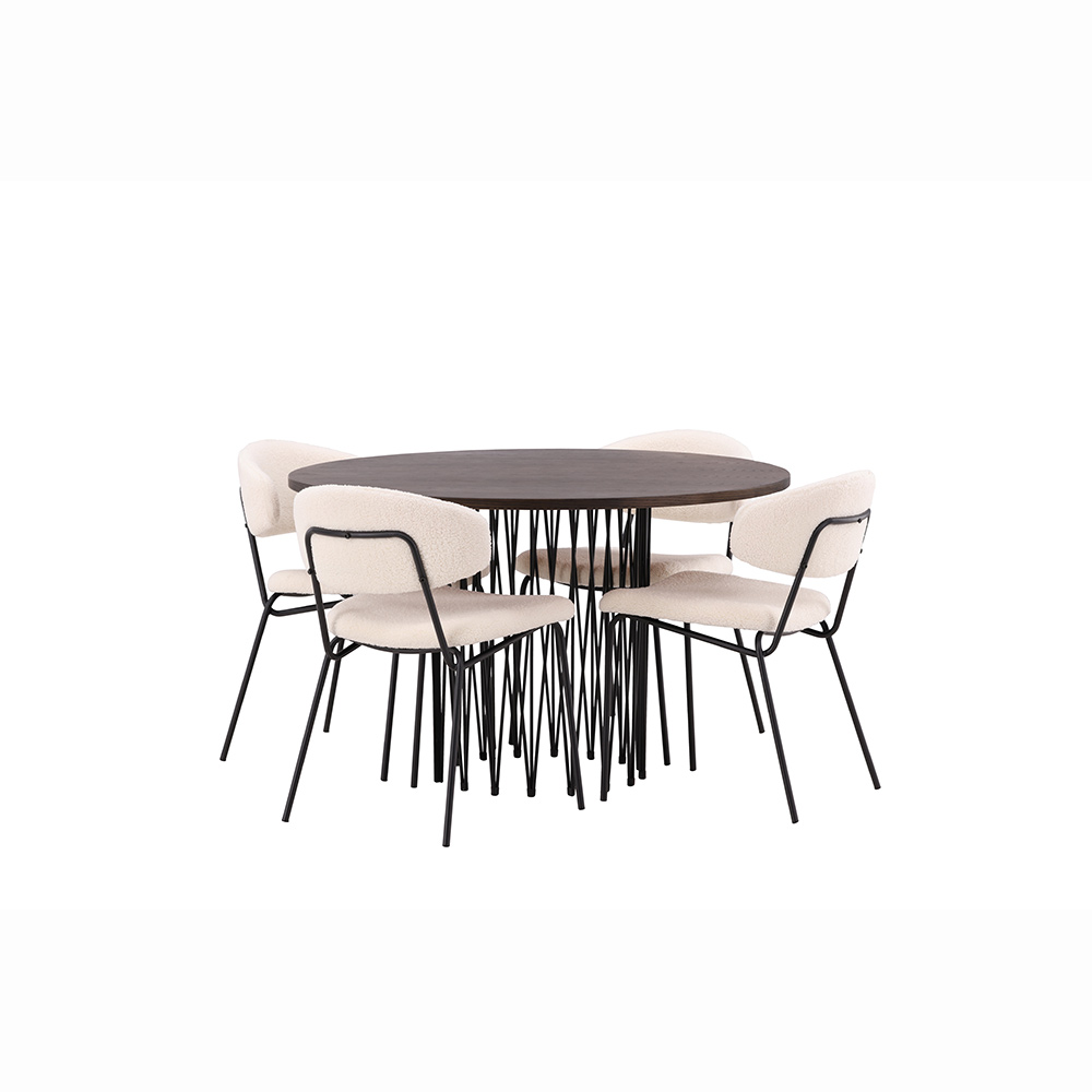 Spisegruppe furniture/fashion Stone med 4 Chico Stoler Rundt