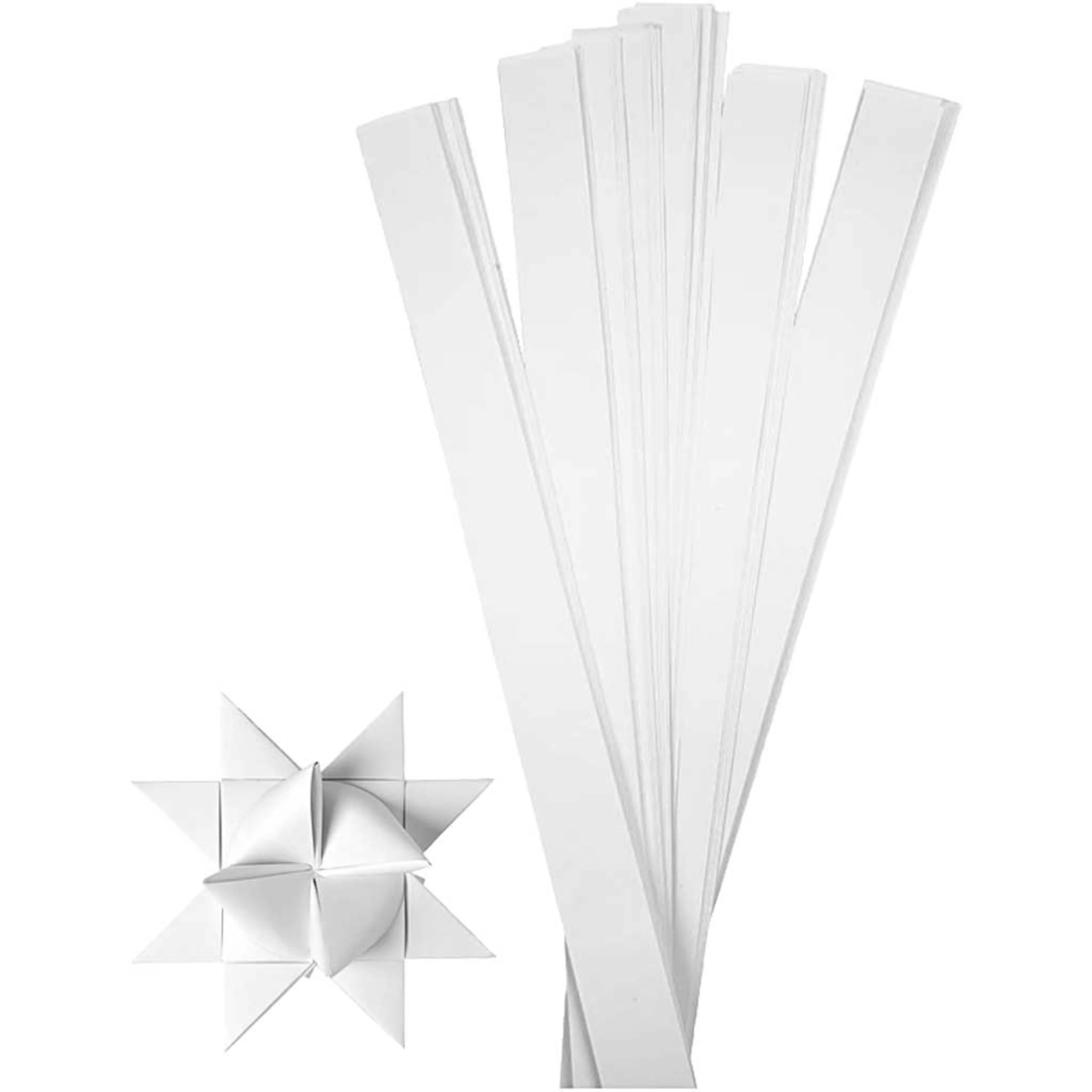 Stjärnstrimlor, vit, L: 73 cm, Dia. 11,5 cm, B: 25 mm, 100 s Hvit