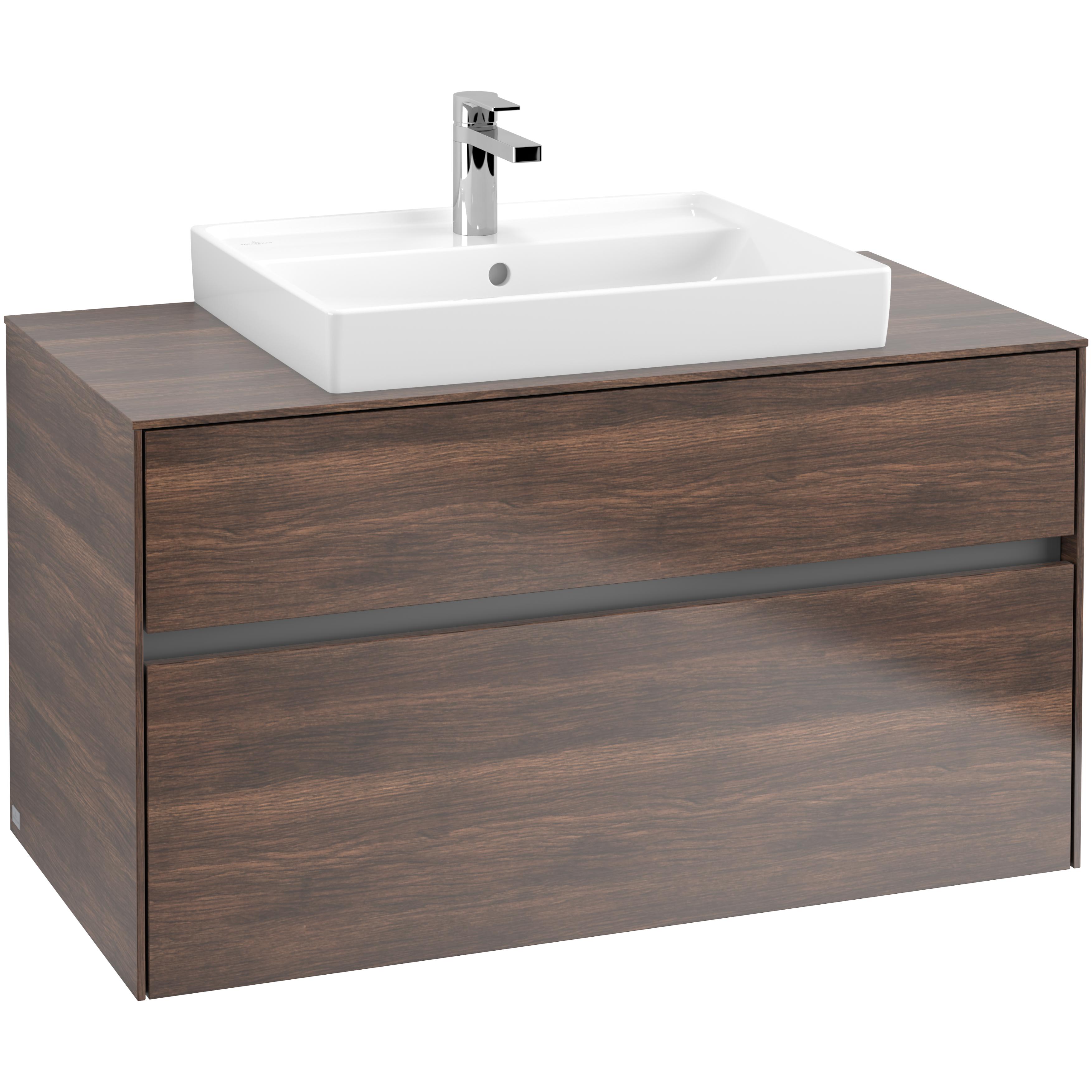 Tvättställsskåp Villeroy & Boch Collaro 100 cm med 2 Lådor för Ovanpåliggande Tvättställ | badrum - badrumsmobler - tvattstallsskap-och-kommod | KakelKungen