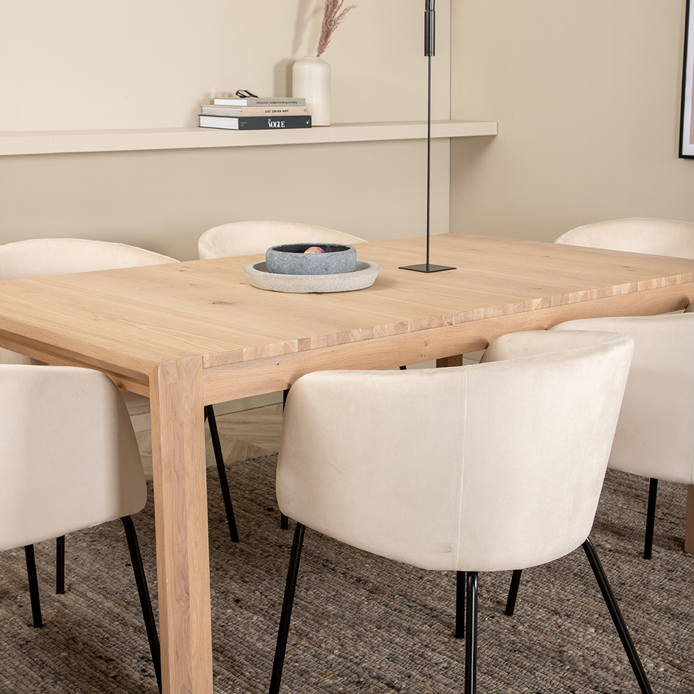 Spisegruppe Venture Home Shy med 6 Bergen Stoler Fløyel