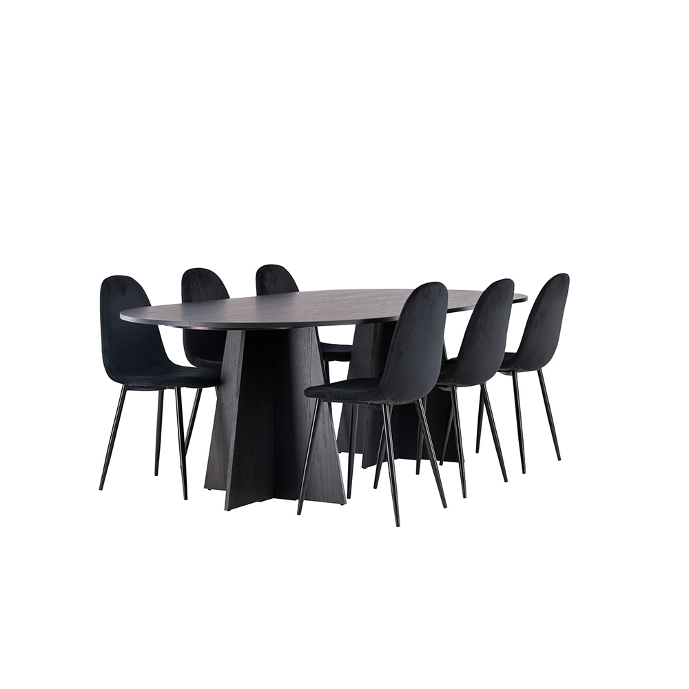 Spisegruppe Venture Home Bootcut Oval med 6 Polar Fløyel Stoler