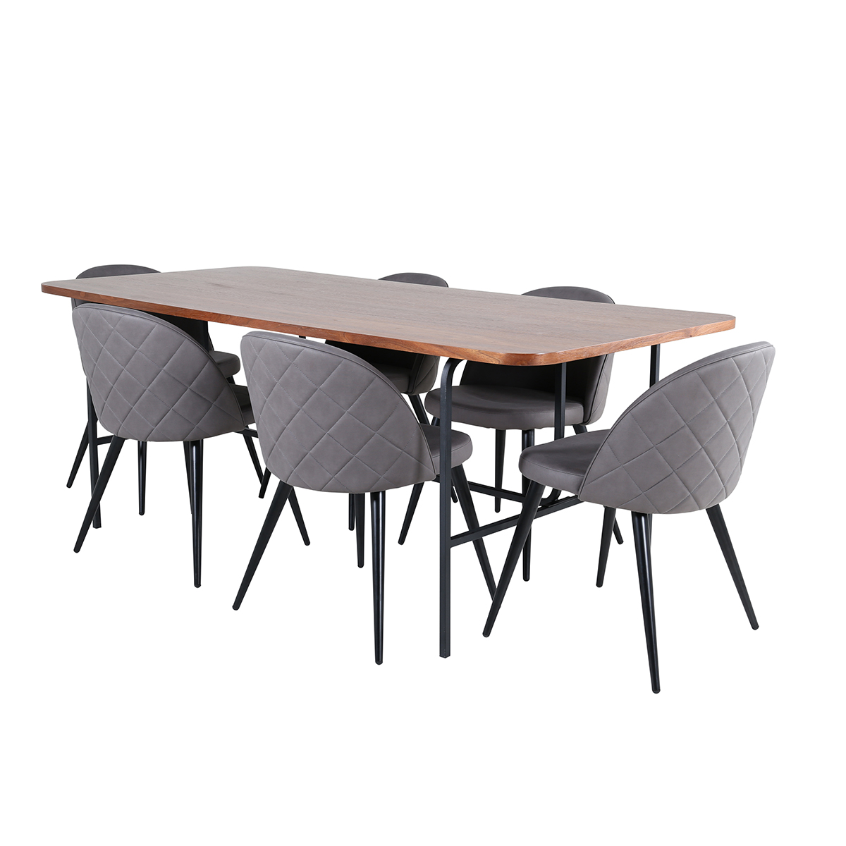 Spisegruppe Venture Home Chicago Spisebord og Valentina Stitcthes Spisestol Brun