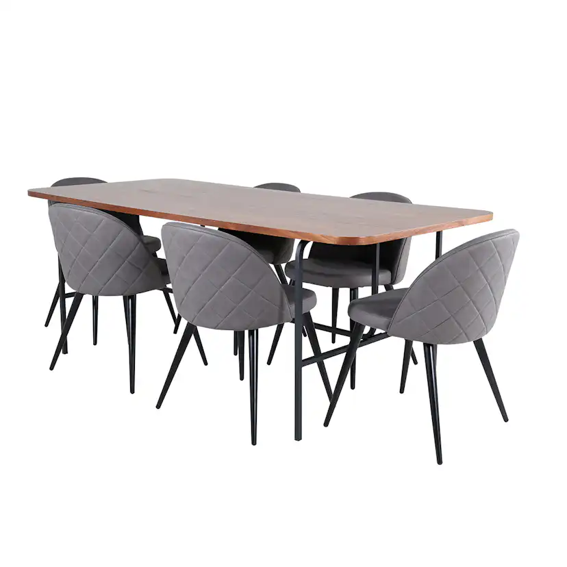 Spisegruppe Venture Home Chicago Spisebord og Valentina Stitcthes Spisestol Brun