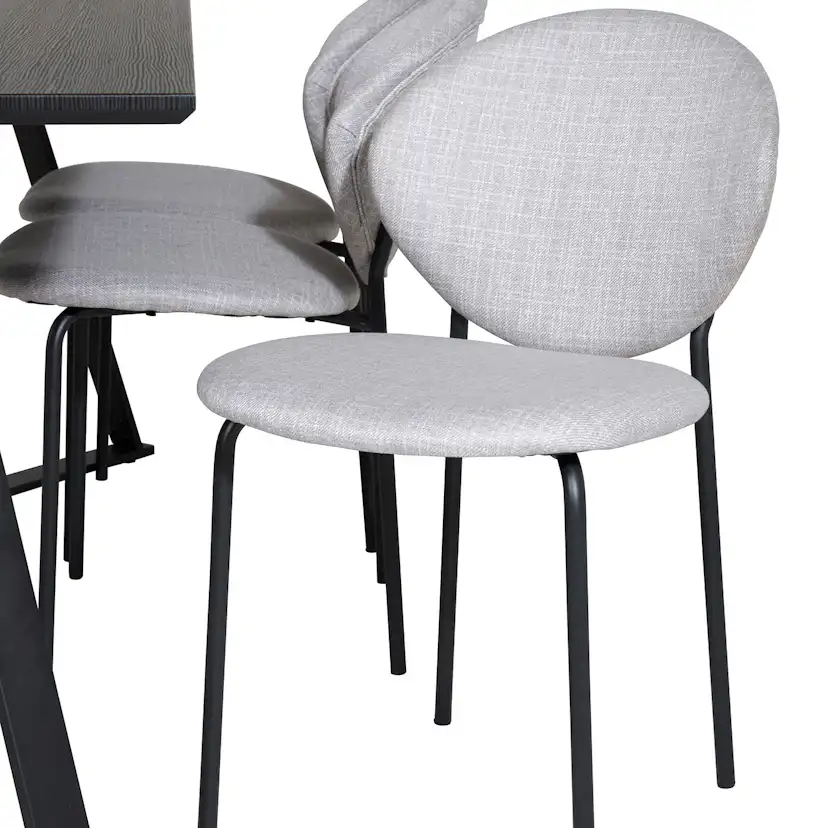 Marina Table - Black top /Vault Chair - -gråFabric_6 Sort/Grå